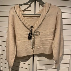 Express Bow Embellished Convertible Sweater